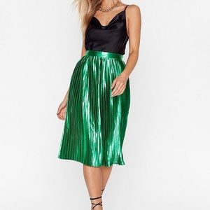 Nasty Gal Green Pleated Skirt